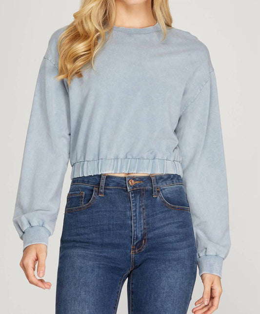 Knit Washed Elastic Waistband Top