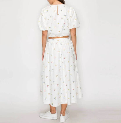 Embroidery Top With Bow Detail
