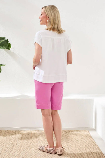 Slub Knit V Neck Cap Sleeve Top