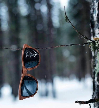 Far Out Sunglasses - Wood Grain Polarized Premiums Black Lens - Rack Hunt