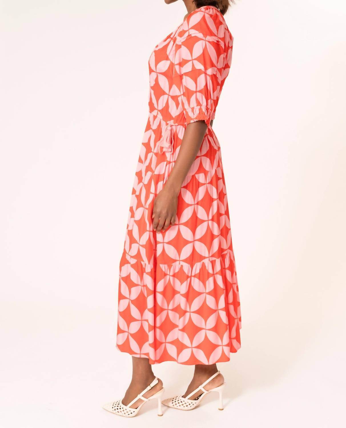 Area Stars - Side Tie Circle Print Midi Dress - Rack Hunt