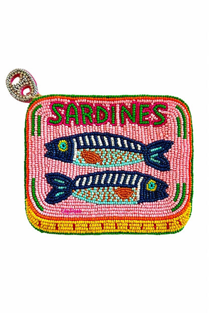 Women's Beaded Sardines Fish In Tin Can Coin Pouch
