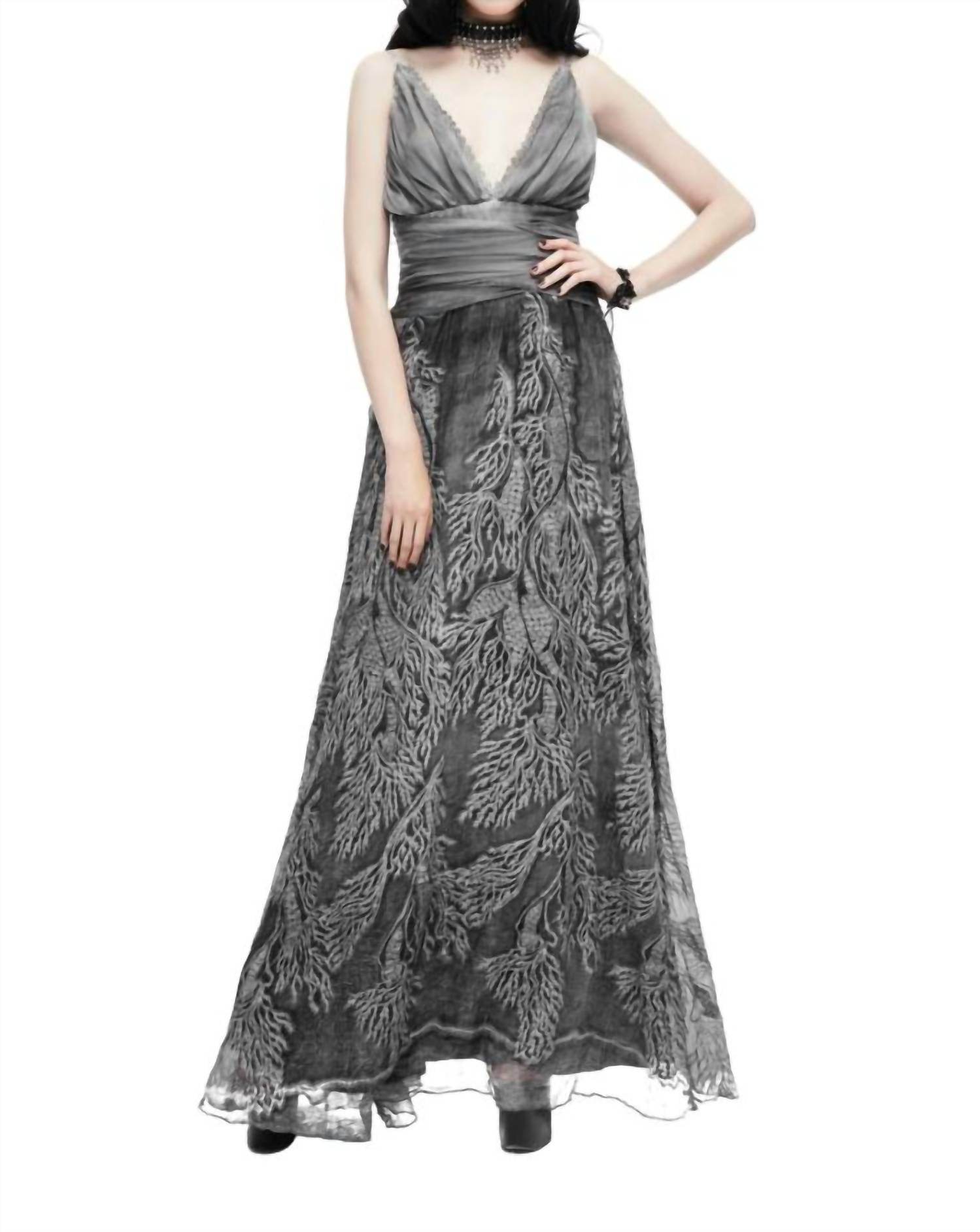 Eva Lady - Gothic V-neck Maxi Dress - Rack Hunt -