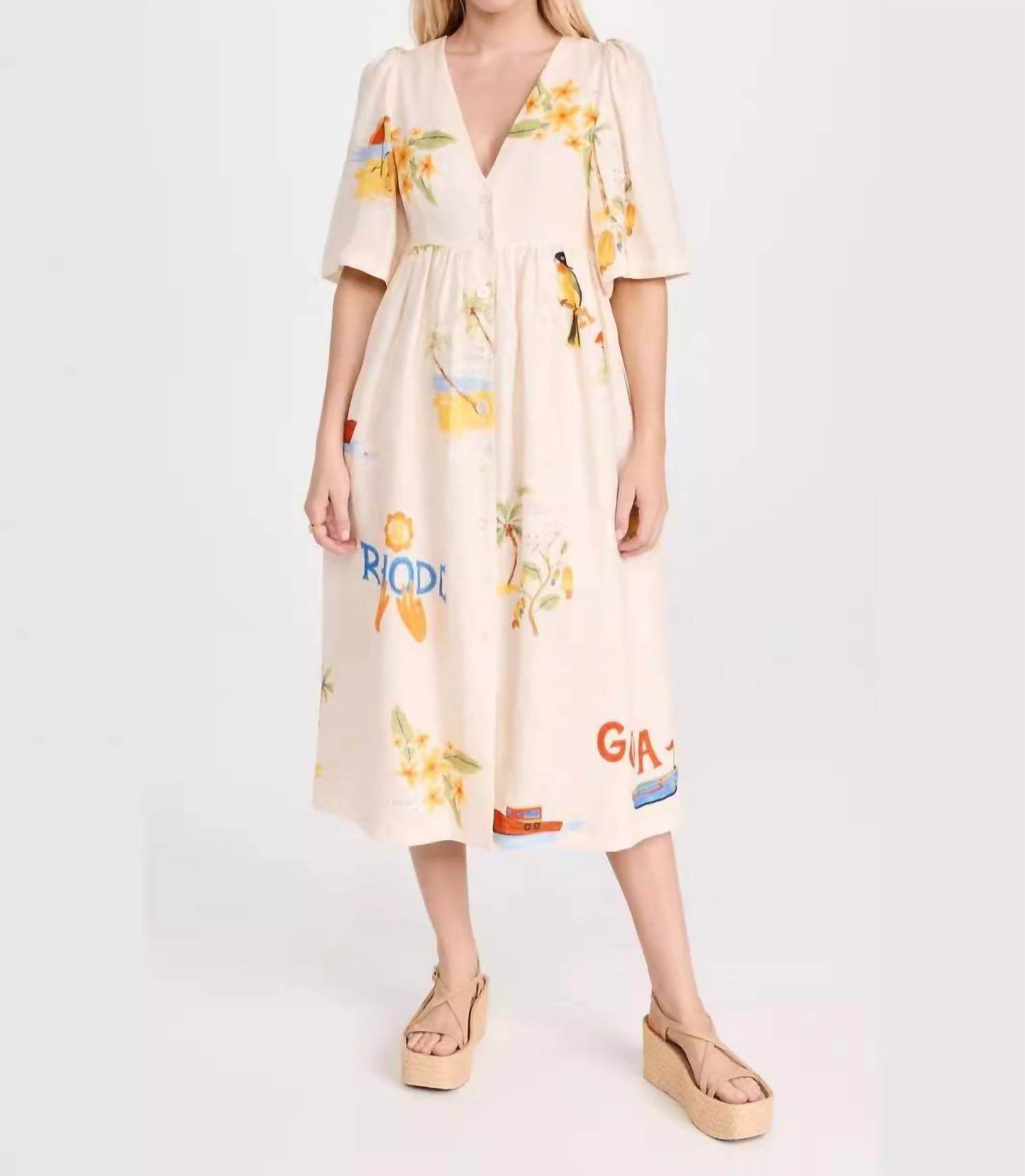 Sheer Trend - Casual Printed Bubble Sleeve Dress - Rack Hunt -