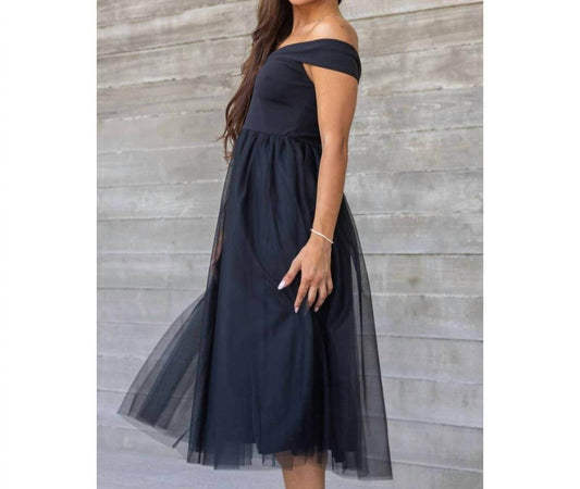 Inmod - Off the Shoulder Tulle Midi Dress - Rack Hunt -