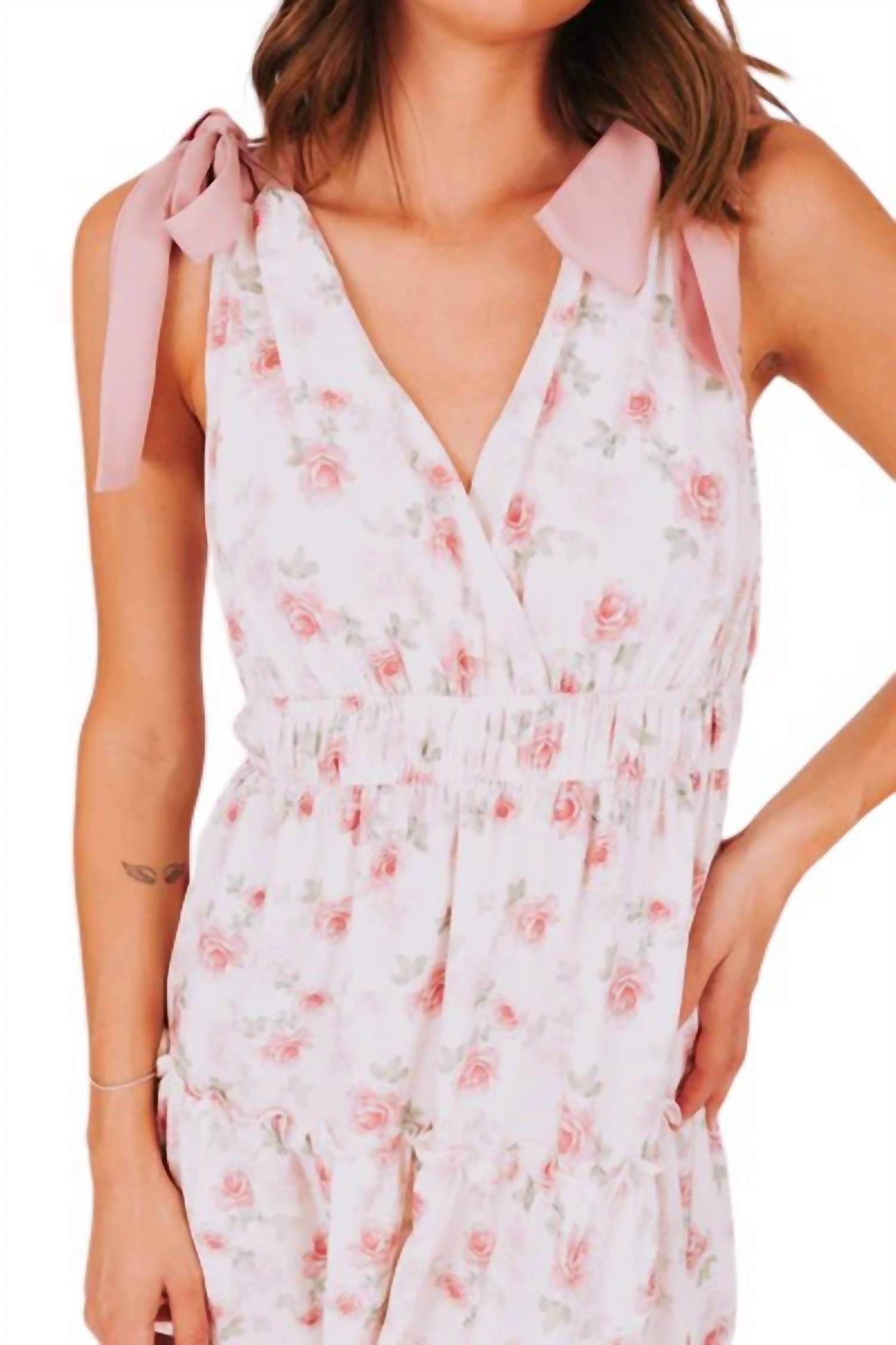 One Loved Babe - Floral Ribbon Tie Dress - Rack Hunt