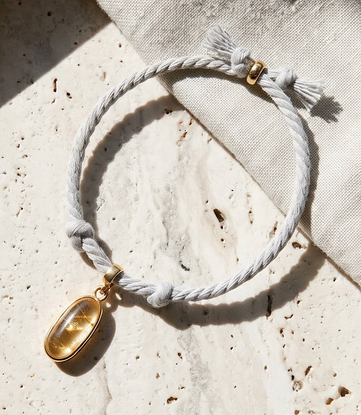 Women's Oval Gemstone Cord Bracelet