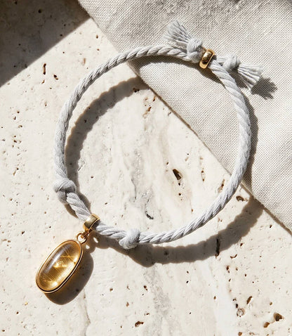 Women's Oval Gemstone Cord Bracelet