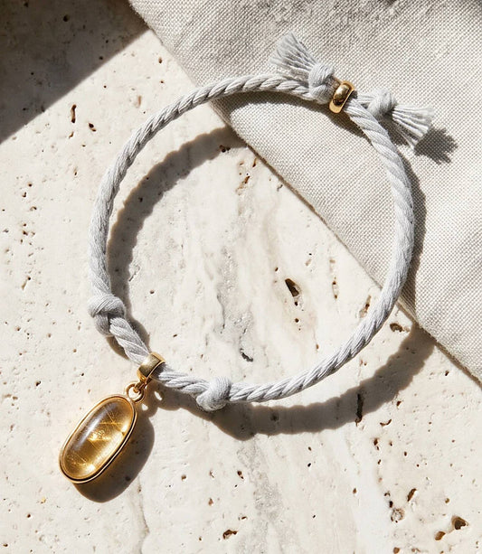 Women's Oval Gemstone Cord Bracelet
