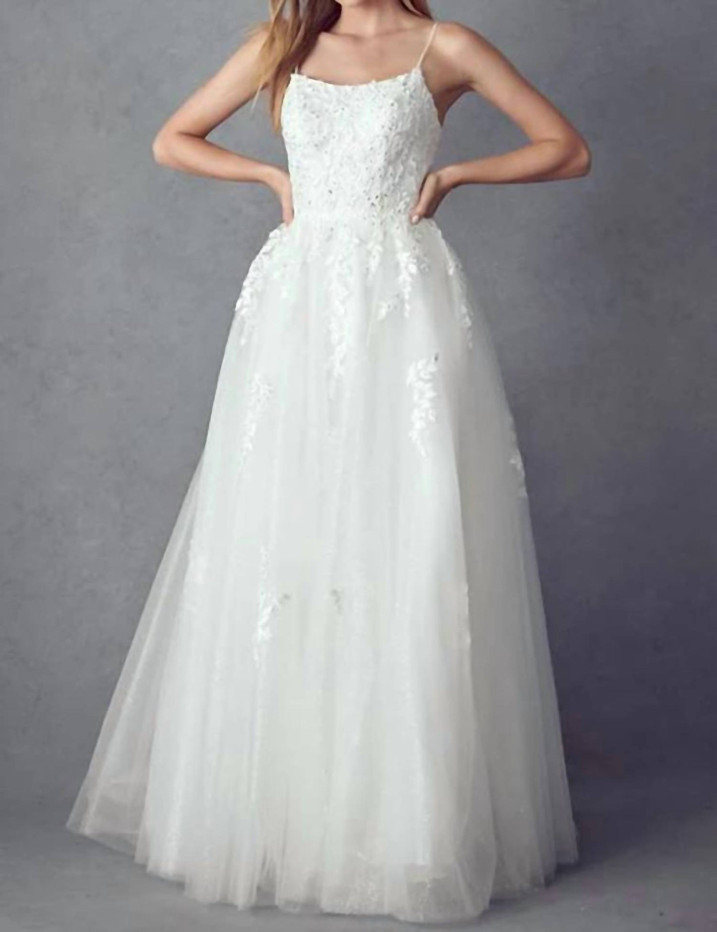 Floral Applique A-line Wedding Gown