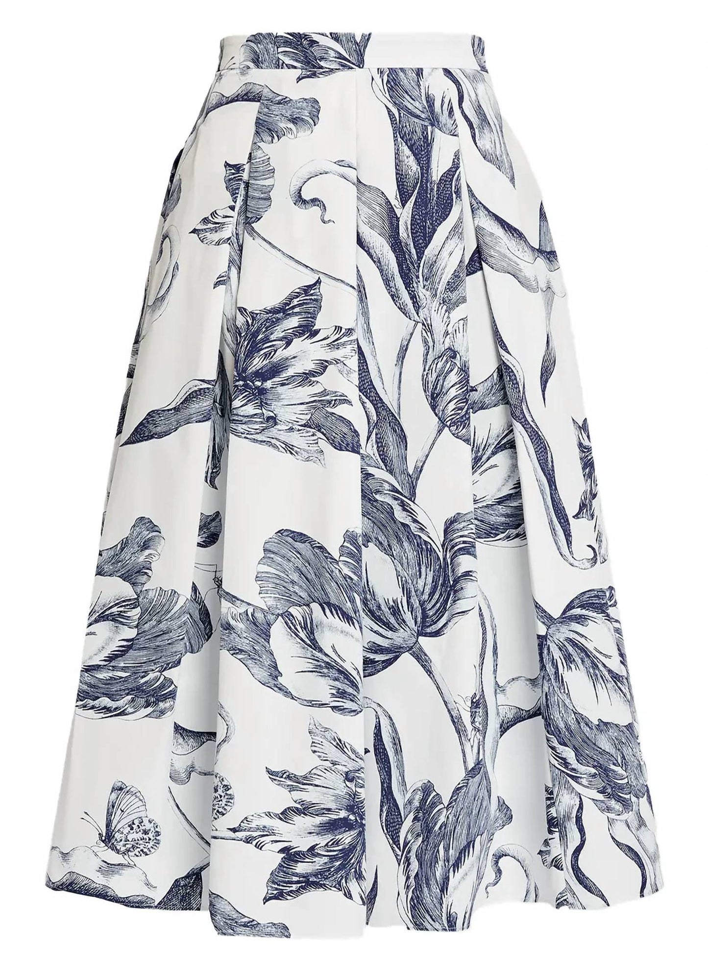Floral Print Pleated Midi Skirt