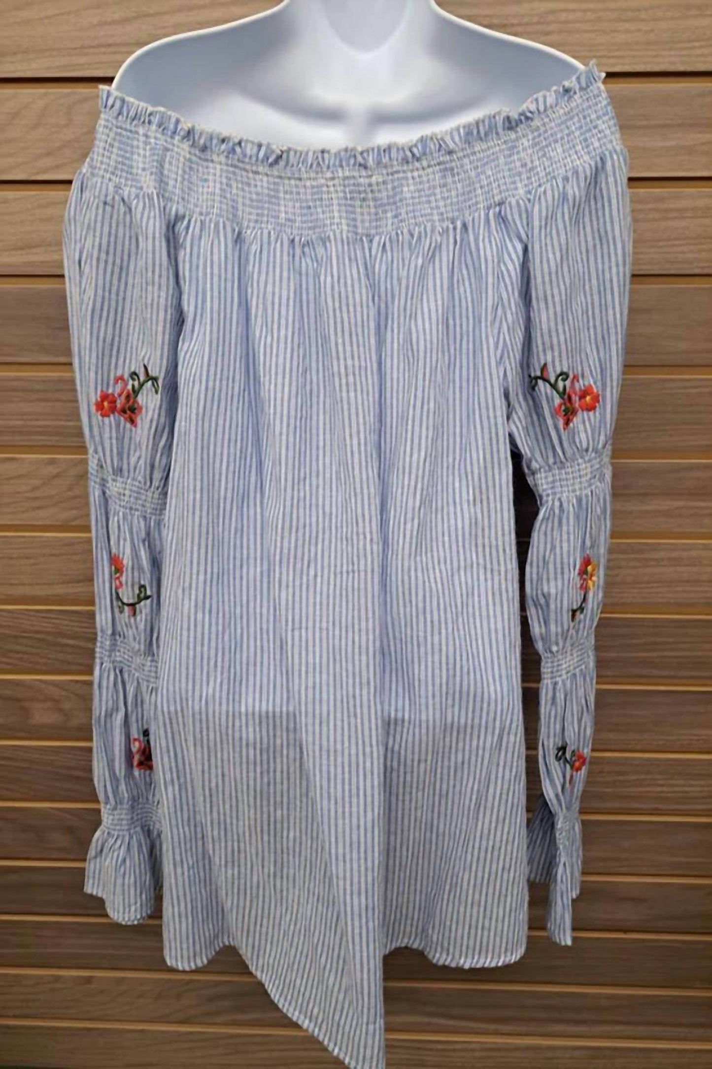 Angela Plus - Women's Off Shoulder Elastic Neck/arms Embroidered - Rack Hunt -