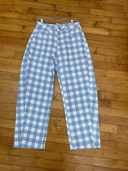 Gingham Barrel Pants