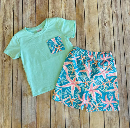 Boy's Tiny Tropics Top And Shorts Set