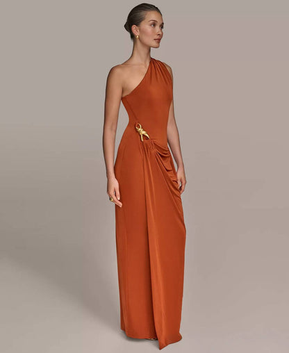 Women's Asymmetric Slinky-knit Gown