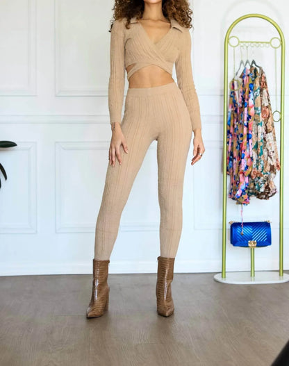 Little Secret Of Mine - Women's Long Sleeve Crop Top And Pant Set - Rack Hunt