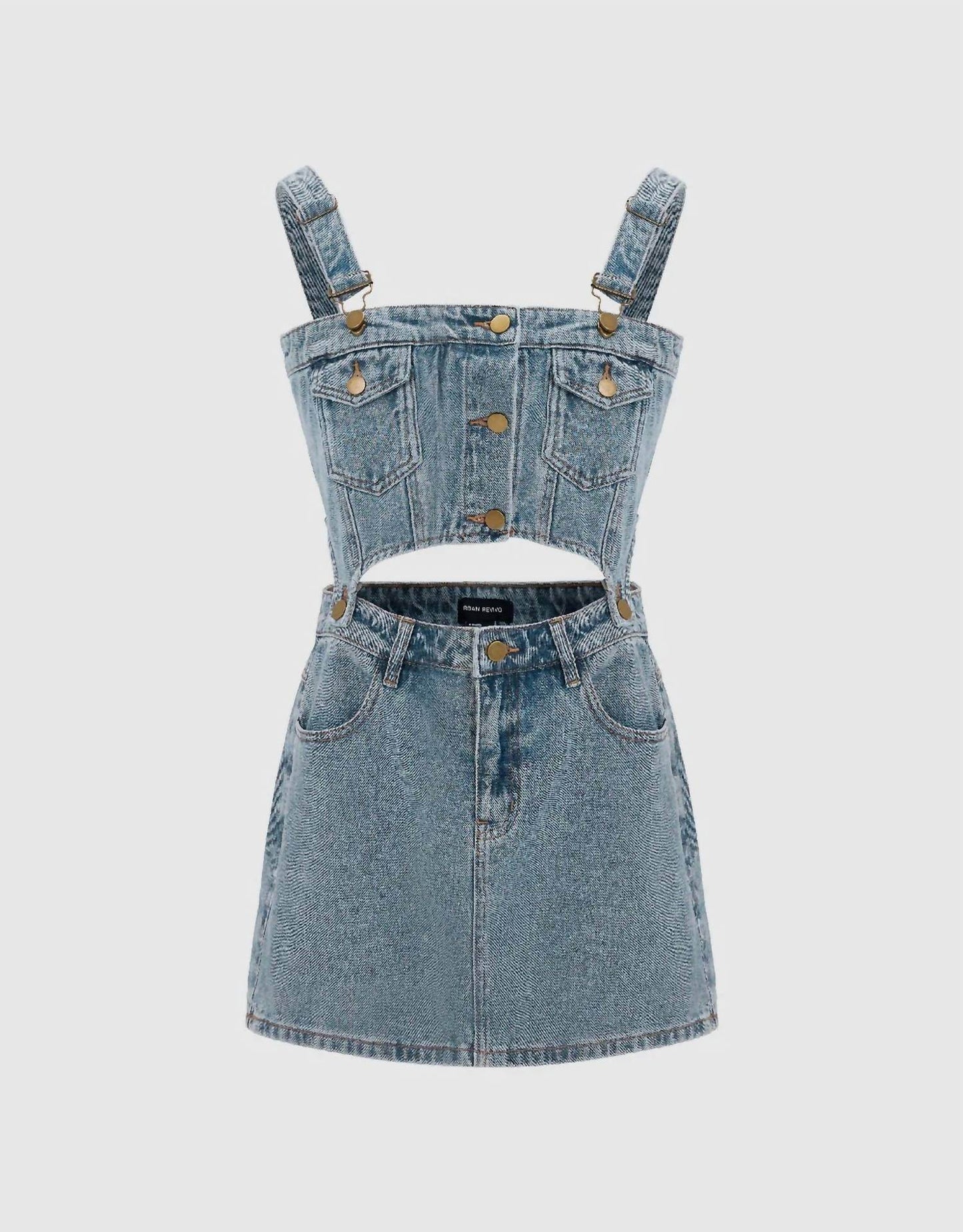 Urban Revivo - 2 In 1 Denim Pinafore Dress - Rack Hunt -