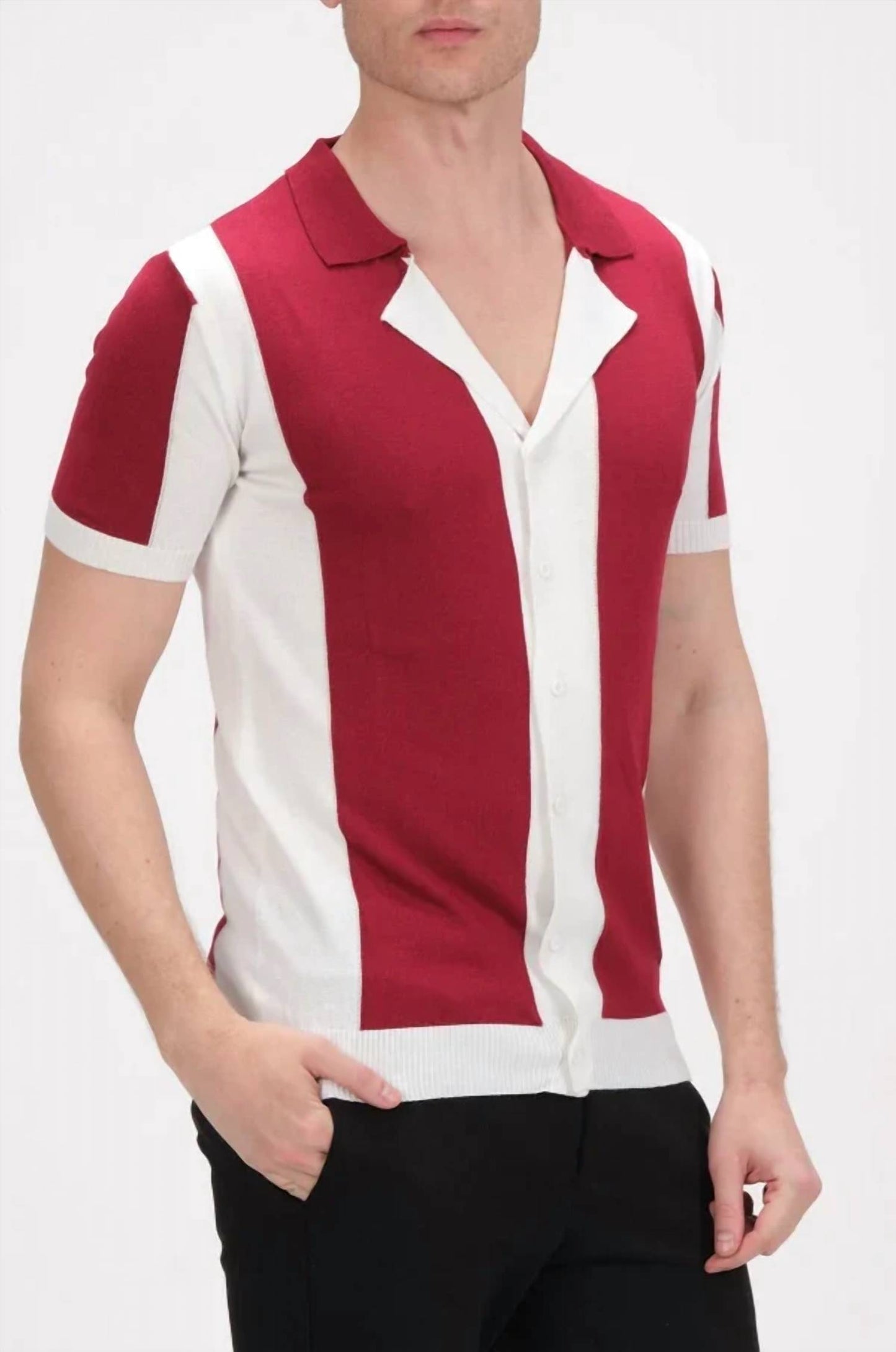 Striped Knit Polo Shirt