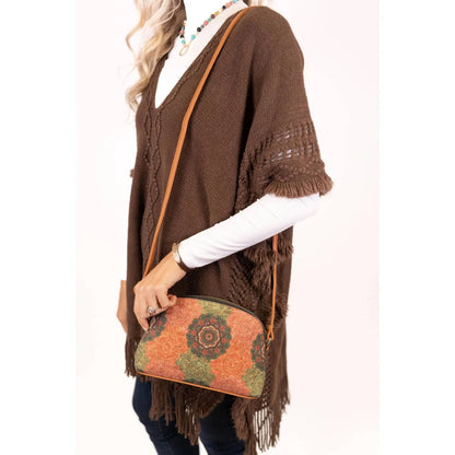 Women's Floral Medallion Print Dome Cork Crossbody Bag