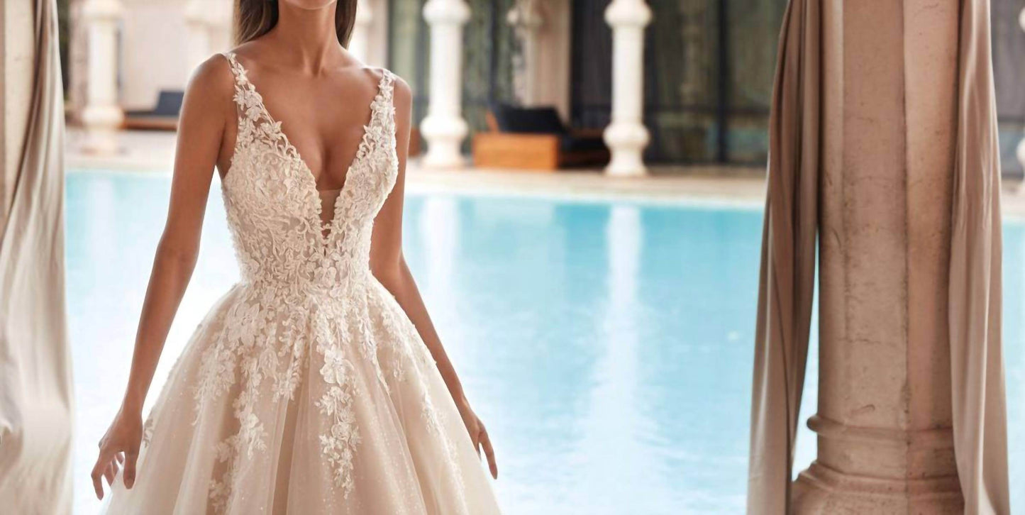 Demetrios - Beaded Lace Tulle Gown - Rack Hunt -