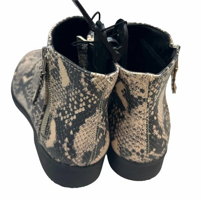 Women's Faux Snakeskin Side Zip Ankle Boots - Wide
