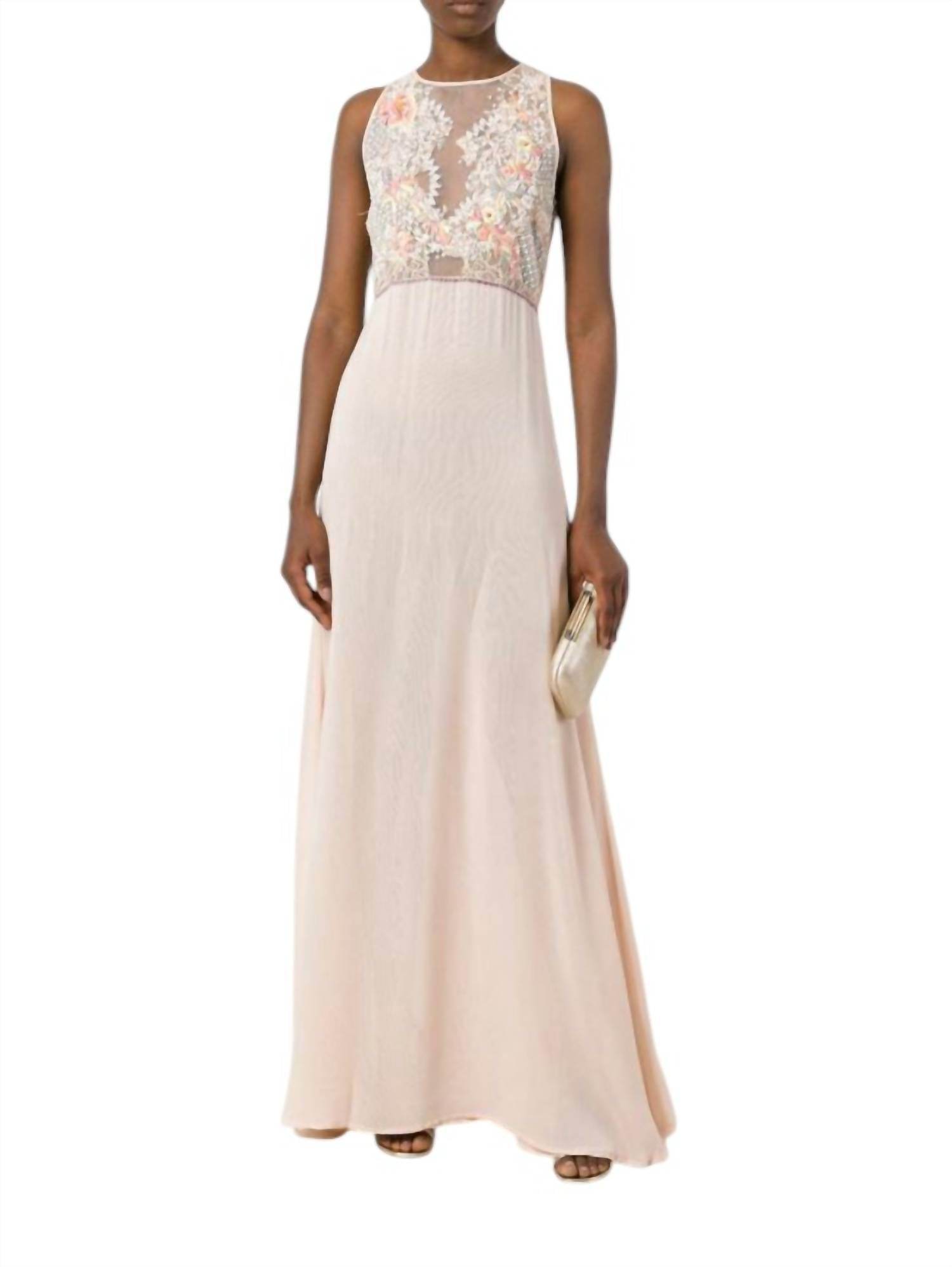 AMEN - Beaded Embroidered Lace Bodice Chiffon Gown - Rack Hunt -