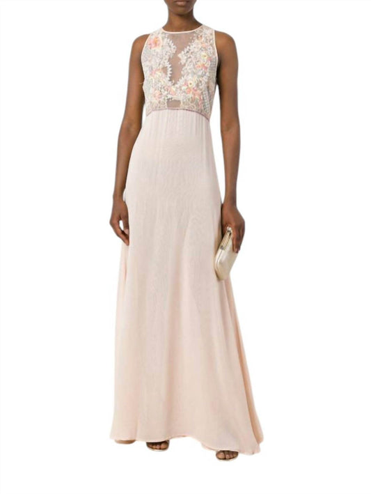 AMEN - Beaded Embroidered Lace Bodice Chiffon Gown - Rack Hunt -