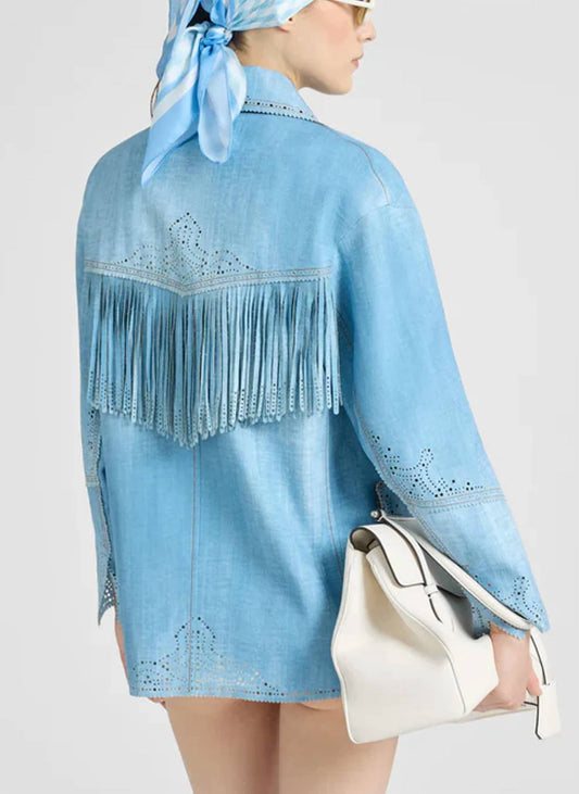 Denim Fringe Jacket
