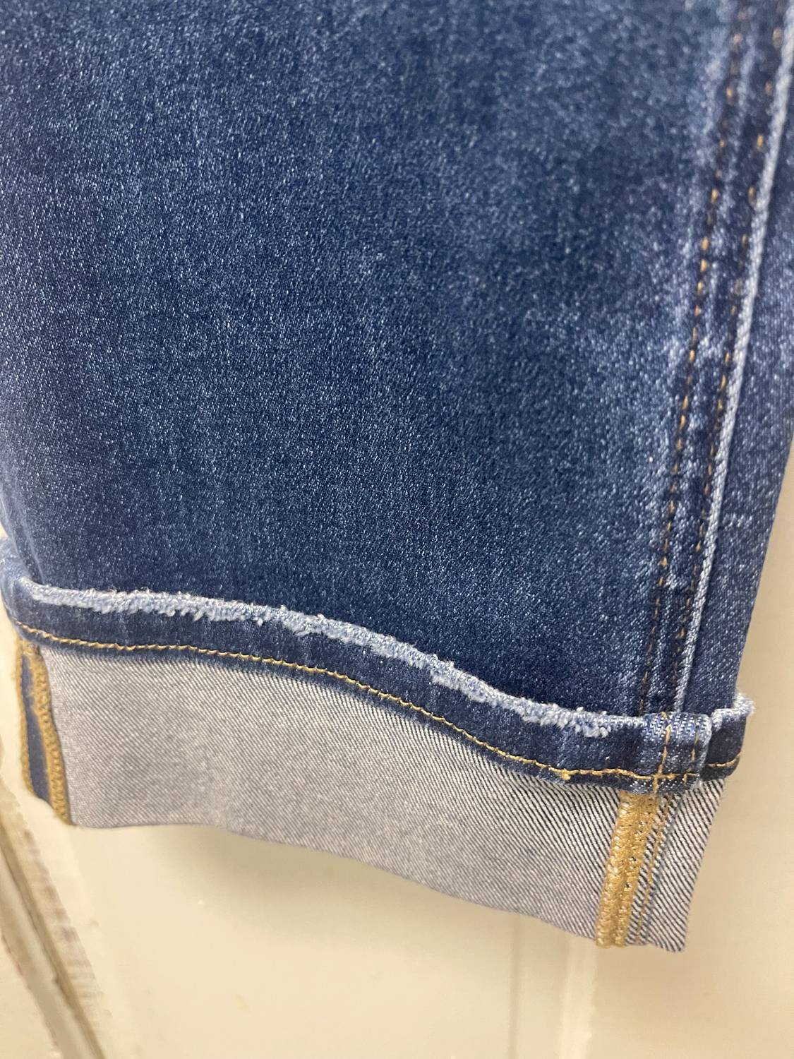 Mid Rise Straight Leg Jeans With Cuff