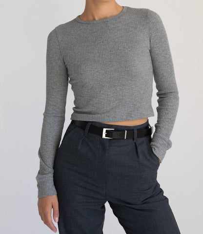 Women's Cropped Fitted Long Sleeve Top