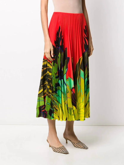Valentino - Mirrored Monkeys Forest Pleated Skirt - Rack Hunt