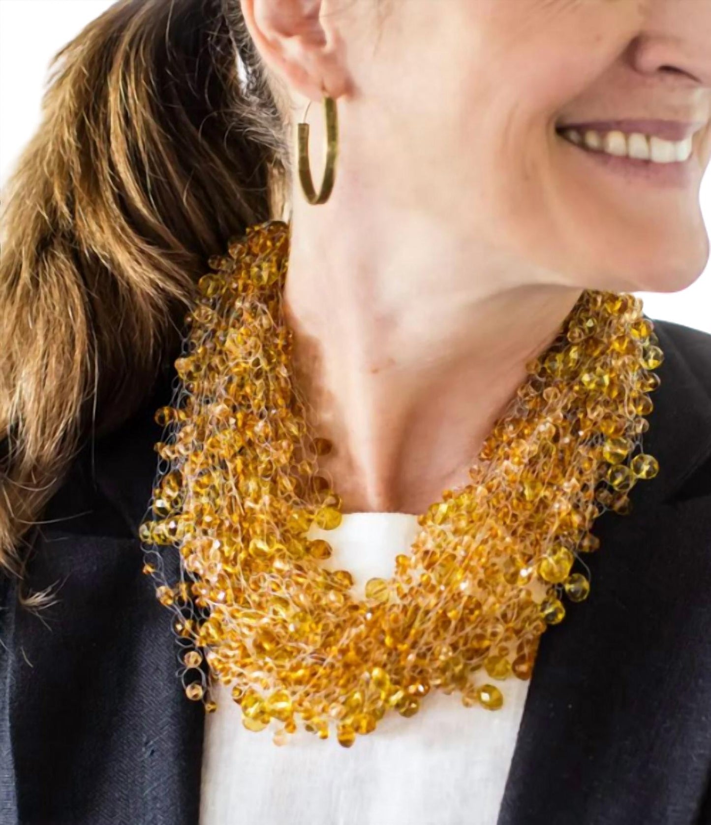 Women's Amber Crystal Bead Cluster Necklace