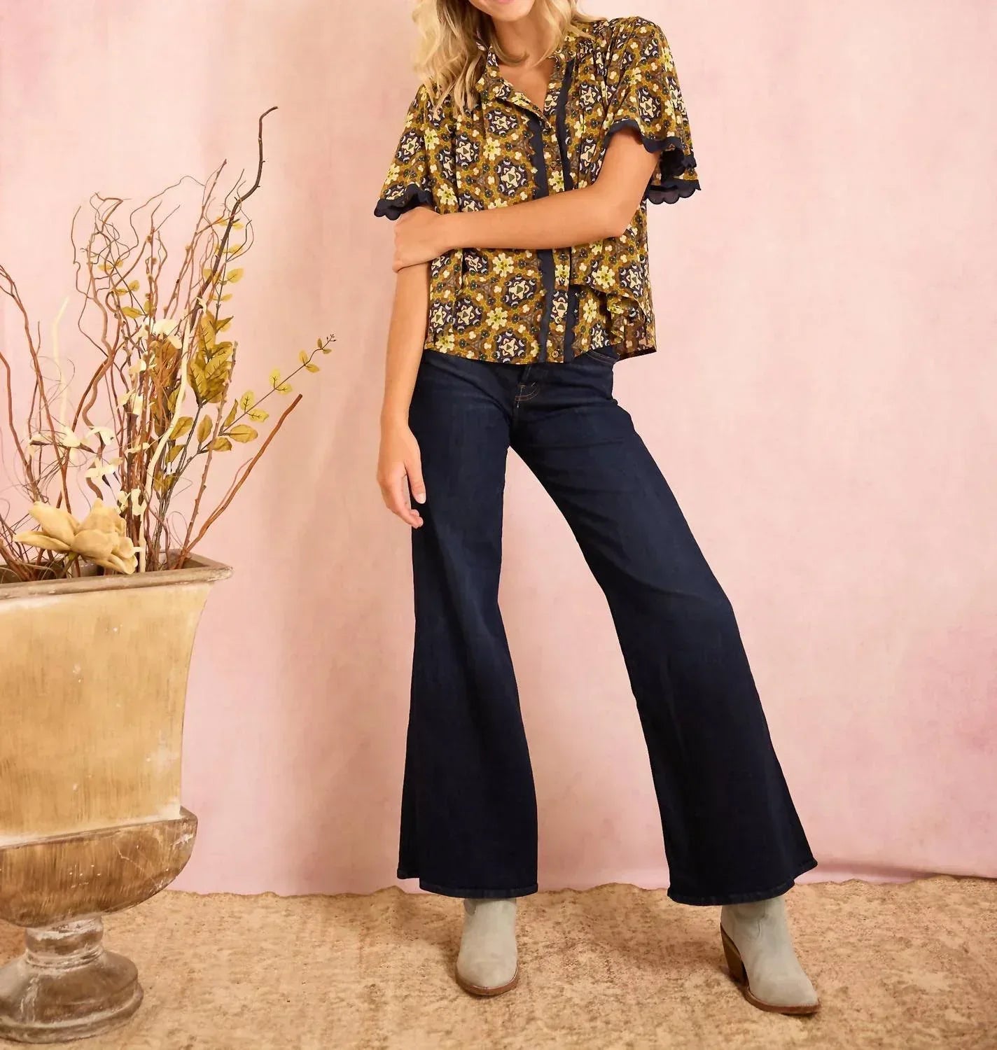 BROOKS AVENUE - Parham Button Front Gathered Blouse - Rack Hunt