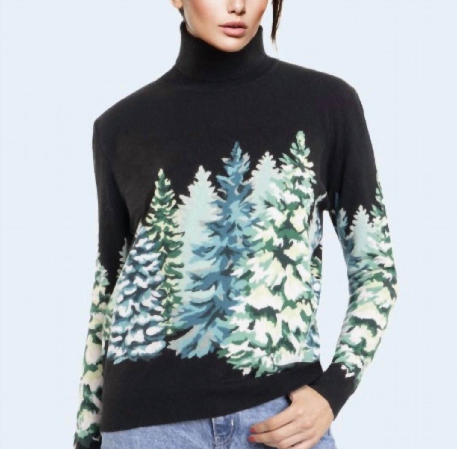 Richard Grand Cashmere - Intarsia Cashmere Pine Tree Turtleneck Sweater - Rack Hunt -