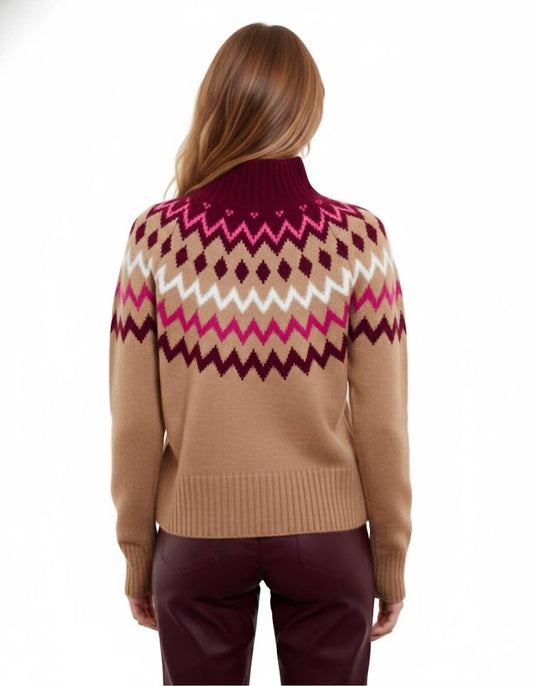 Sara Fairisle Mock Neck Sweater