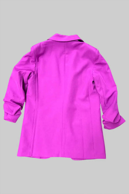 Solid Ruched Sleeve Blazer
