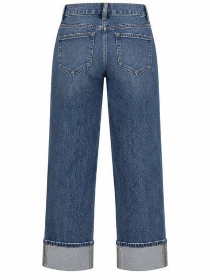 Cuffed Boyfriend Denim Jeans