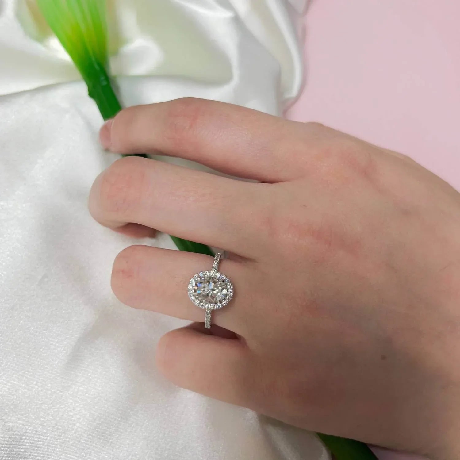 Allyanna Gifts - Women's Oval Moissanite With Halo Ring - Rack Hunt