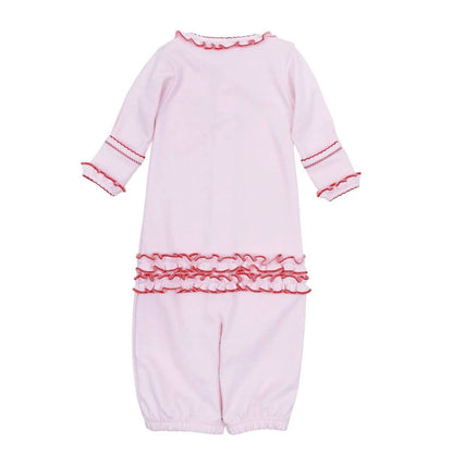 Girl's Candy Cane Ruffle Long Sleeve Converter Gown