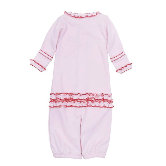 Girl's Candy Cane Ruffle Long Sleeve Converter Gown