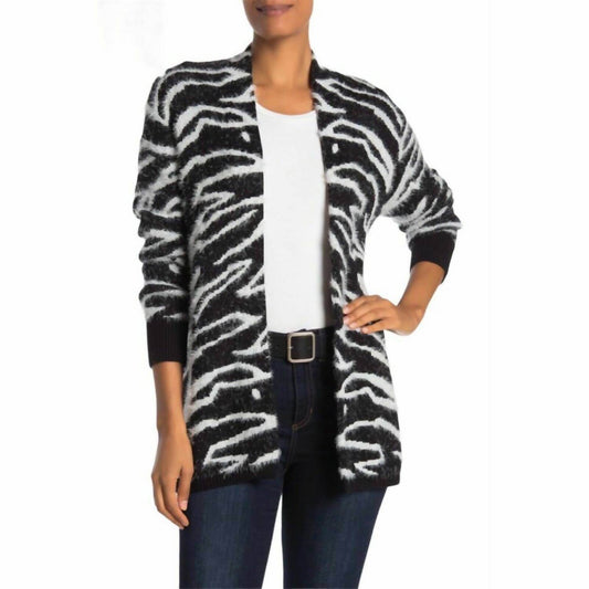 Susina - Women's Zebra Print Open Front Eyelash Cardigan - Rack Hunt -