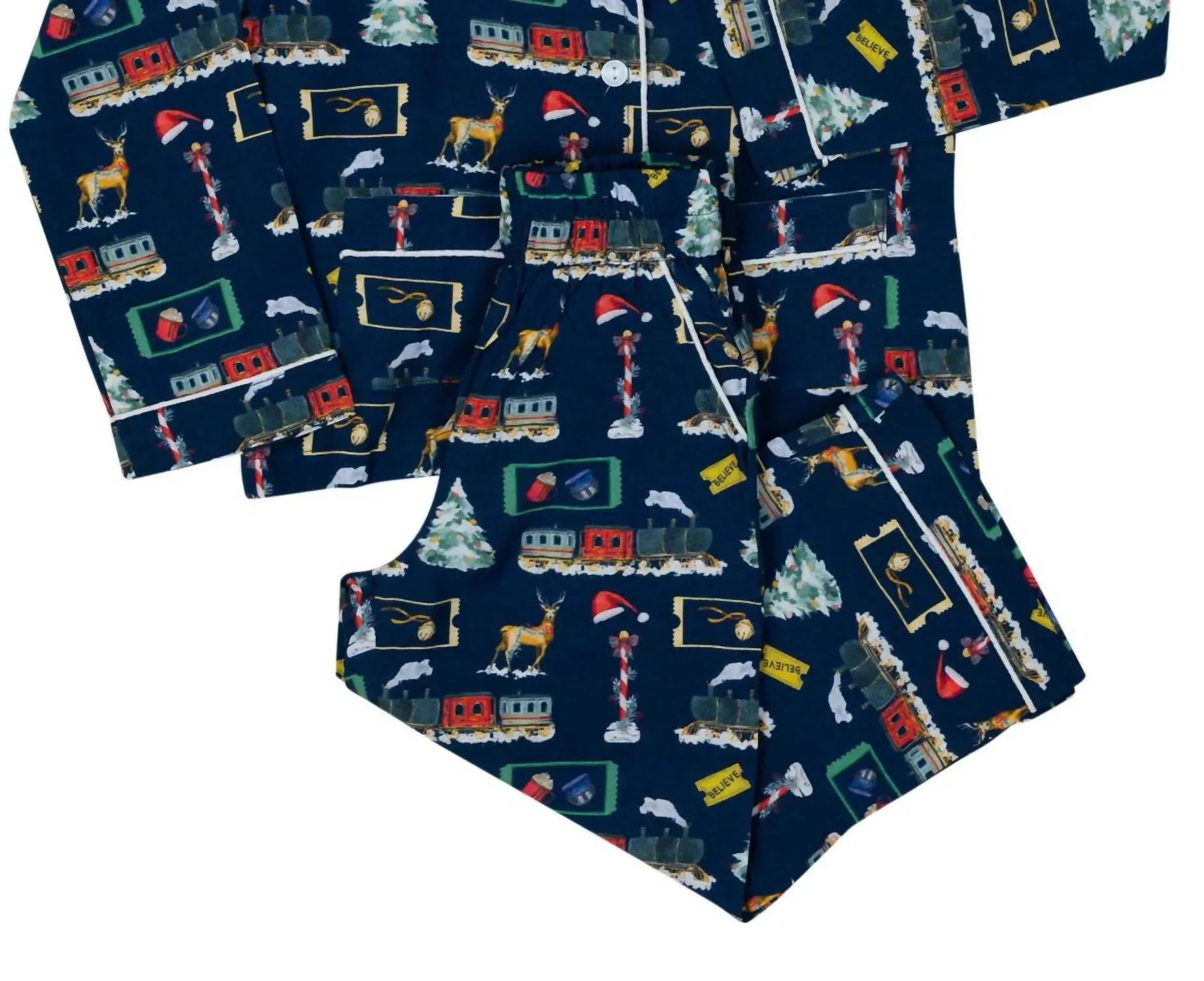 Small Shop - Boy's Polar Express Button Down Pajama Set - Rack Hunt