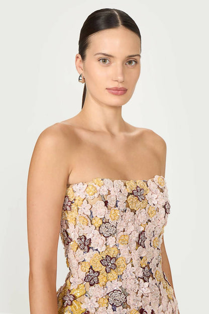 Sirra Embroidered Strapless Mini Dress