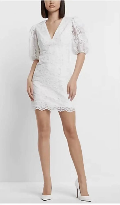 Express - Bridal Lace Puff Sleeve Mini Dress - Rack Hunt