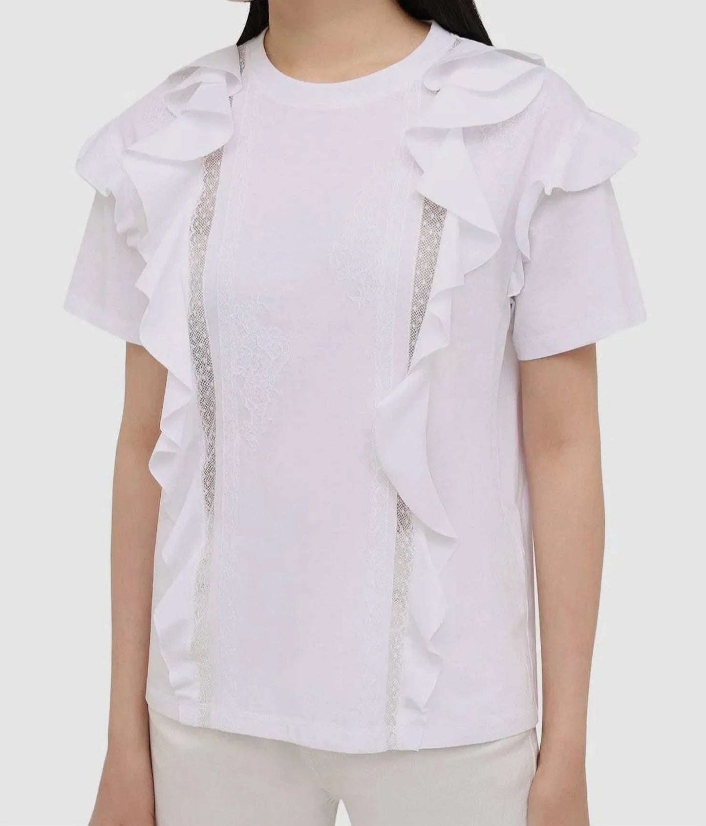 Valentino - Crewneck Ruffle Lace T-shirt - Rack Hunt