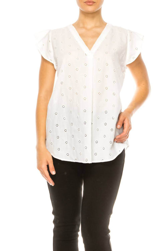 Grand & Greene - Floral Eyelet Cap Sleeve Top - Rack Hunt