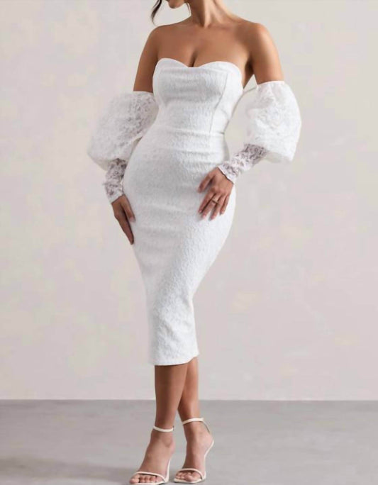 Club L London - Mary Lace Bardot Midi Dress - Rack Hunt