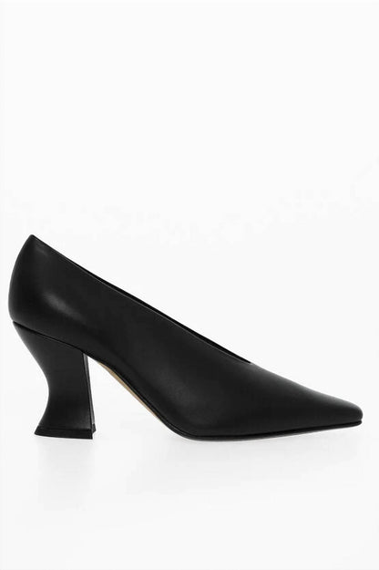 Women's Lambskin Almond Pumps With Cuban Heel