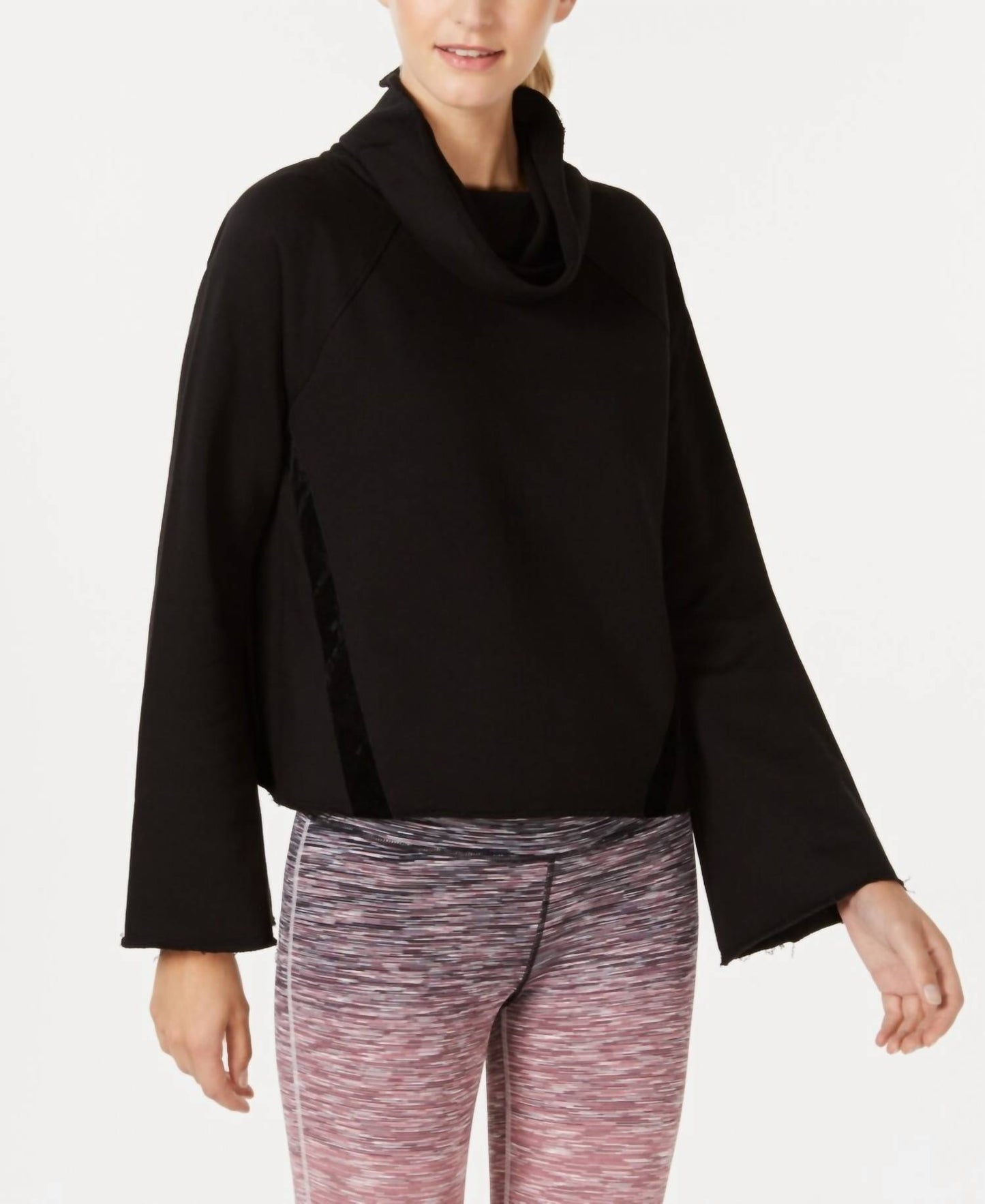 Activewear Cowl Neck Velour Trim Top