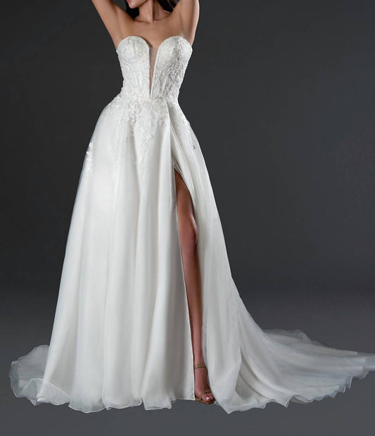 Strapless Deep V-sweetheart Wedding Dress